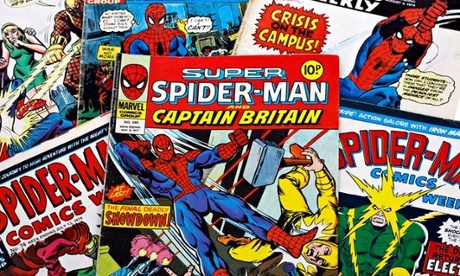 spider-man and super spiderman marvel group comic books from the 1970s in the uk