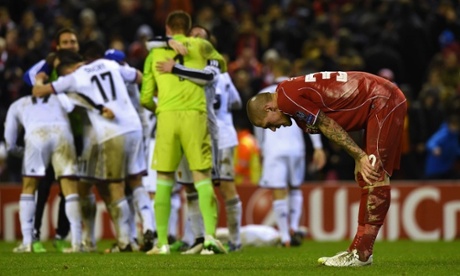 Liverpool's Martin Skrtel looks dejected after the final whistle