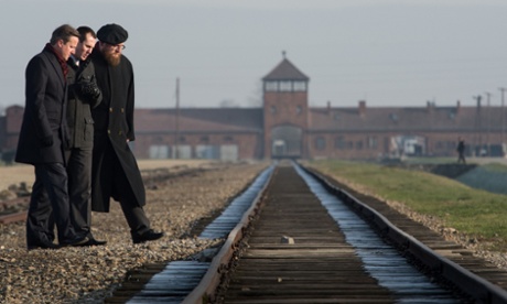 David Cameron is shown the Birkenau extermination camp in Poland, during a personal visit that he made to the former concentration camps of Auschwitz and Birkenau
