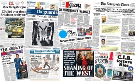 Newspaper coverage of the CIA torture report.