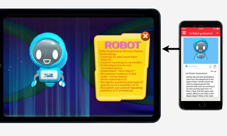 The Imagicademy parental app provides a feed of children's creations and achievements.