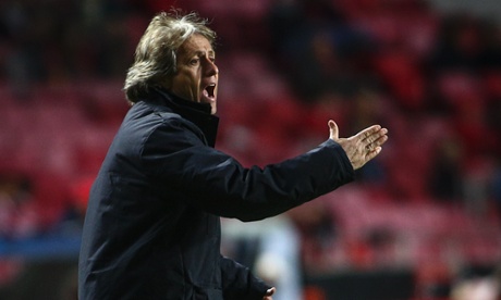 Benfica's Jorge Jesus watches on as his side crash out of the Champions League.