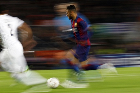 Barcelona's Neymar puts on the burners during their 3-1 win over PSG.