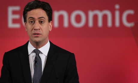 Ed Miliband delivering his deficit reduction speech.