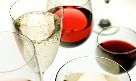 Red and white wines in glasses
