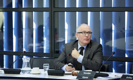 Dutch foreign minister Frans Timmermans is pictured during a debate with members of the Parliaments second chamber about the situation in and possible support for the Syrian Kurdish town of Aln al-Arab, kobane, currently besieged by the Islamic State, in The Hague on October 9, 2014.