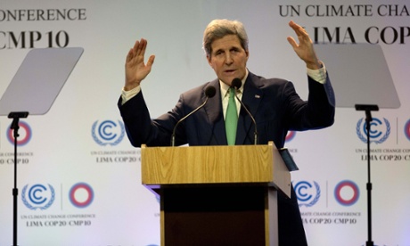 US Secretary of State John Kerry addresses the UN climate conference in Lima.