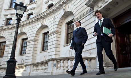 George Osborne and Danny Alexander leaving the Treasury for parliament