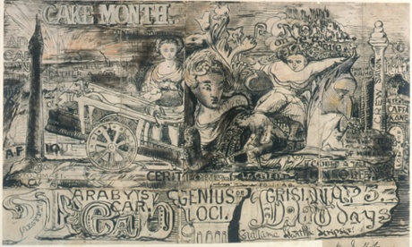 Drawing: Cake Month - Ain't It Ridik'lus?, 1861, by William Bartholomew, a patient at Crichton Royal hospital.