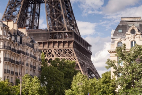 Flats in one of the pricier areas of Paris, with view of the Eiffel Tower