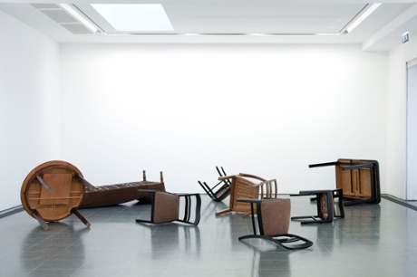 Reiner Ruthenbeck's ‘laconically titled’ Overturned Furniture at the Serpentine Gallery.