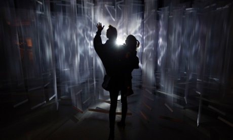‘All for your delight’: visitors in front of Julio Le Parc’s Reconstruction d’une Cellule de Labyrinthe de 1963 at the Serpentine Sackler Gallery.