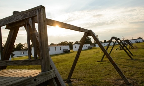 The swing set where Lennon Lacy was found hanging from in a trailer park in the rural town of Bladenboro, North Carolina.