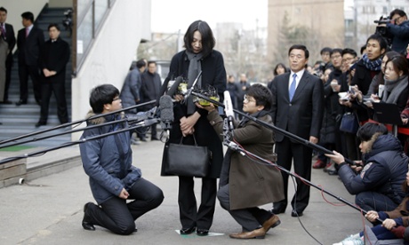 Cho Hyun-ah speaks to the media in Seoul