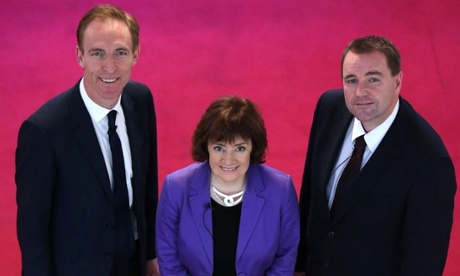 Scottish Labour leadership candidates (L to R) Jim Murphy, Sarah Boyack and Neil Findlay at a hustings in Glasgow.