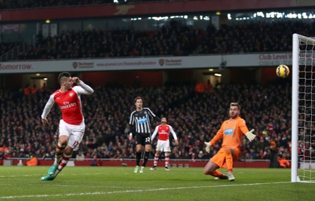 Giroud notches his second and Arsenal's third.