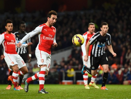 Cheeky Cazorla chips his penalty down the middle.