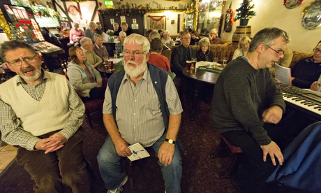 Carol singing Sportsman Inn at Lodge Moor, west of Sheffield