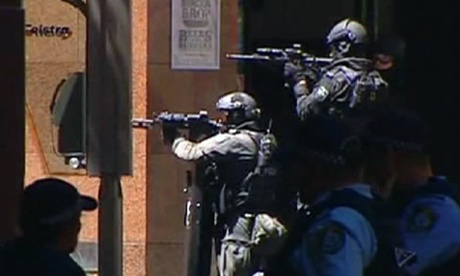 NSW police on the corner of Martin Place near the Channel 7 studios.