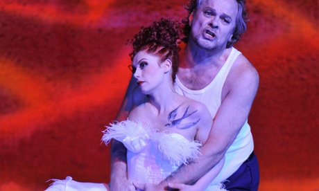 Patricia Petibon and Michael Volle perform on stage during a dress rehearsal of Alban Berg's Lulu in Salzburg, July 27, 2010.