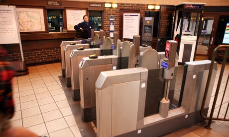 Ticket barriers on the London Underground.