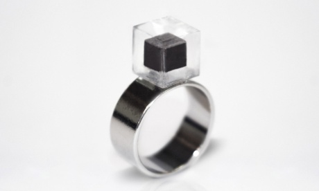 Roosegaarde’s ‘smog ring’ houses 1,000 cubic metres of smog in a 1mm-cube carbon crystal.