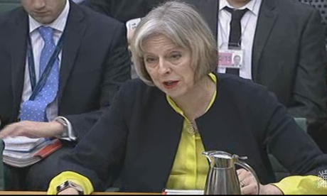 Theresa May speaking at the home affairs committee