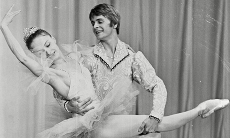 Alla Sizova and Mikhail Baryshnikov rehearsing in London in 1970.