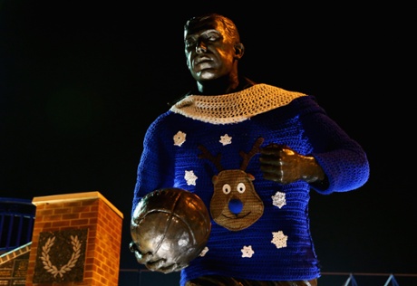 And a Christmas jumper adorning the statue of Dixie Dean