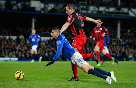 The slightly theatrical manner that Mirallas hit the turf didn't help his cause.
