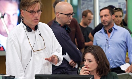 Aaron Sorkin on the set of The Newsroom