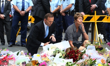 Tony Abbott and Margie Abbott at Martin Place siege memorial