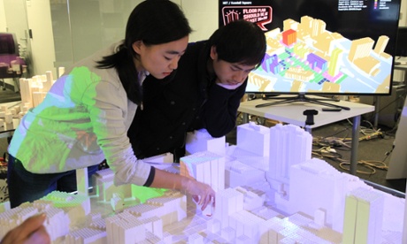 MIT CityScope: Beta Testers use CityScope to explore the feasibility of placing new buildings in Kendall Square (Cambridge, MA).