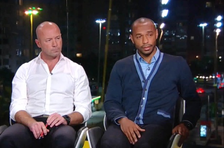 Thierry Henry (R) commentating during England v Italy world cup match 2014