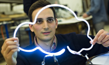 Etan Smallman at a neon-making workshop in south London.