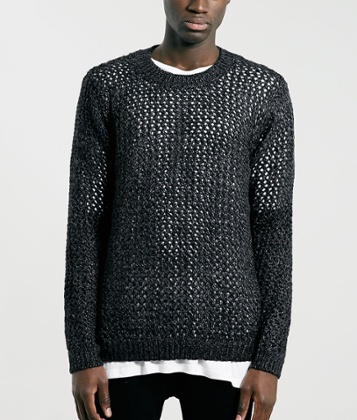 Black Ombre mesh jumper, Topman.