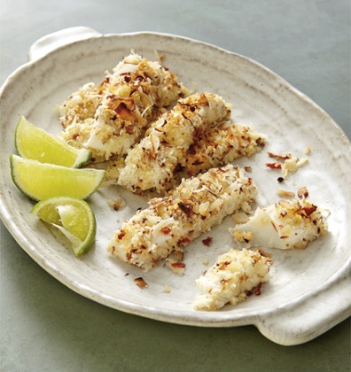 Yotam Ottolenghi's coconut and lime-crusted haddock
