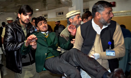 An injured student in Peshawar