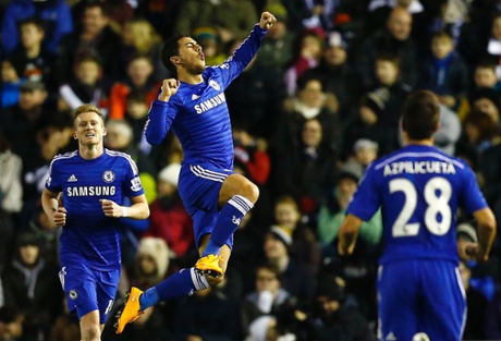 Get in. Chelsea’s Eden Hazard celebrates his goal