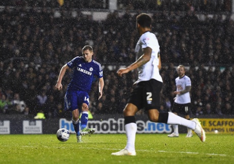 Andre Schurrle strokes home Chelsea's third and puts the tie to bed.
