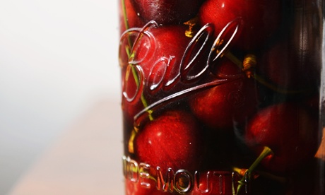 Bottled cherries. 