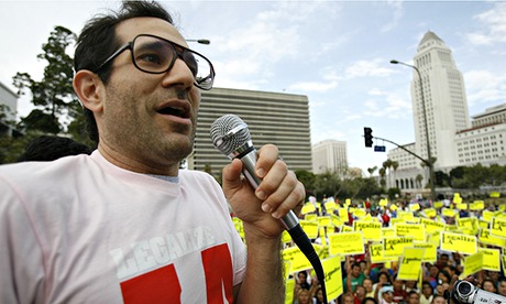 Dov Charney speaks rally