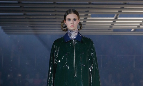 A model in a sparkly poloneck at last week's Dior show