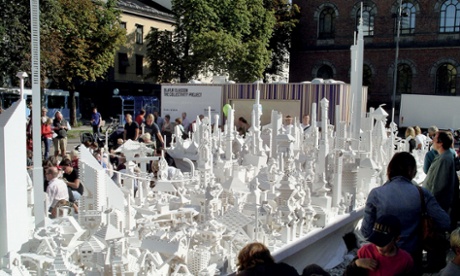 The completed city created in Olafur Eliasson's The Collectivity Project in 2005 in Tirana, Albania.