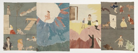 Garçon et Fille/ Bad Grades, 2014 by Jockum Nordström; watercolour, graphite and collage on paper.