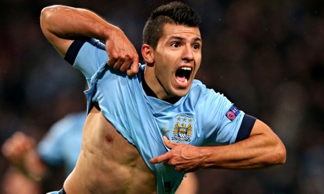 Sergio Aguero celebrates.