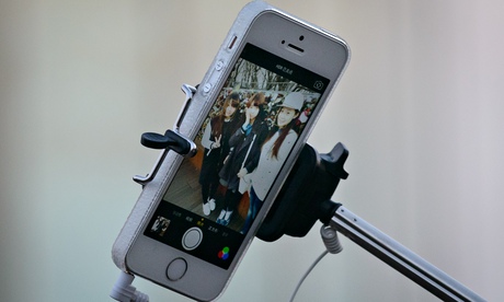 A camera on a selfie stick