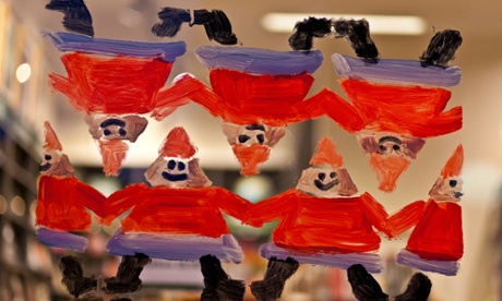 Santa painting on window