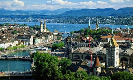 River Limmat and Lake Zurich in Switzerland