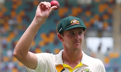 Australia's Josh Hazlewood leaves the field after taking five wickets during day two of the second Test against India.